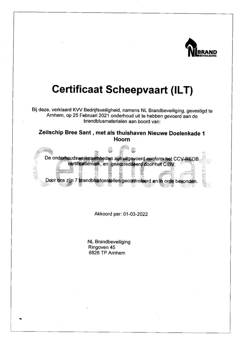 Bree Sant  - Certificaat blusmiddelen 