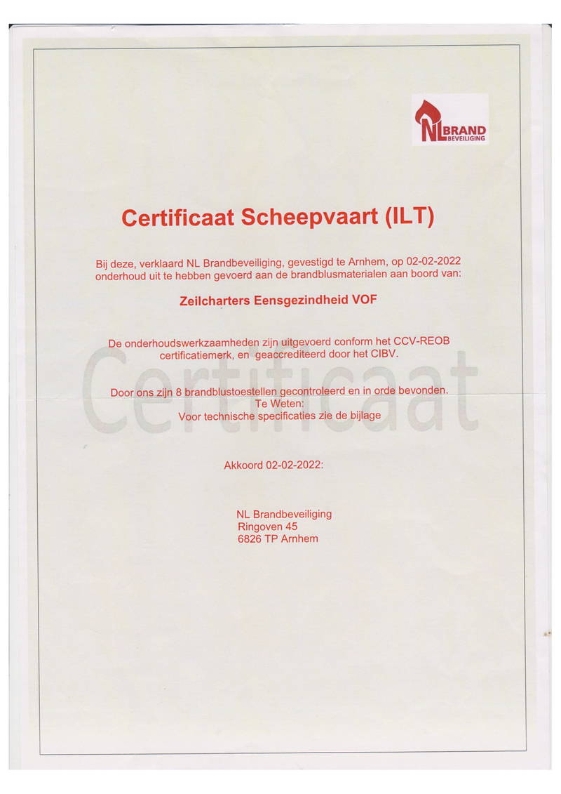 Eensgezindheid - Certificaat blusmiddelen 