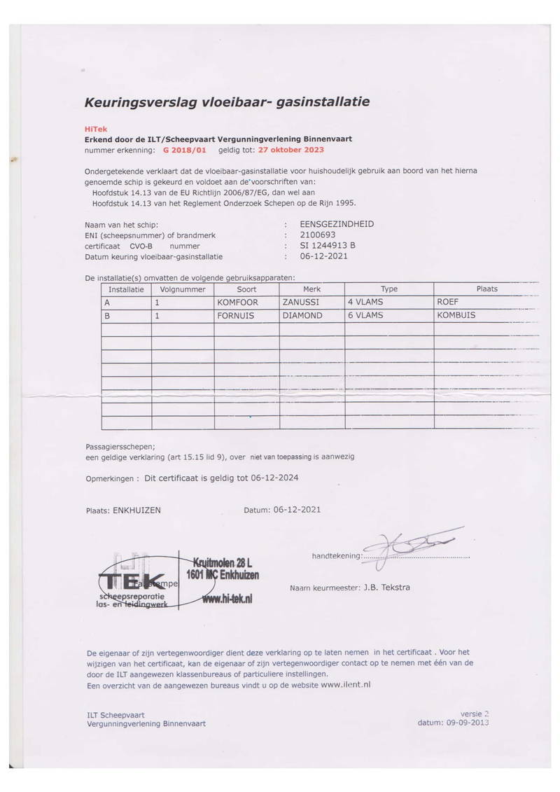 Eensgezindheid - Vloeibaar gasinstallatie 