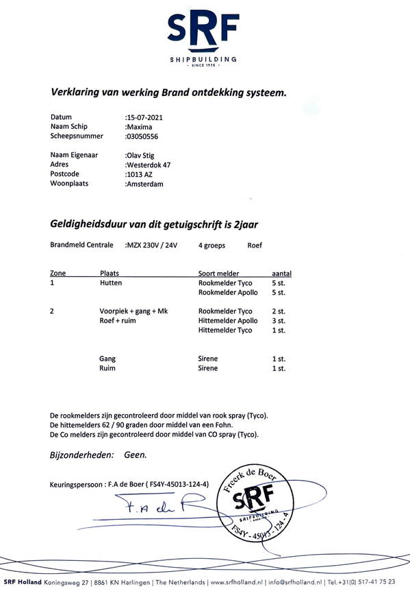 Maxima - Certificaat blusmiddelen 