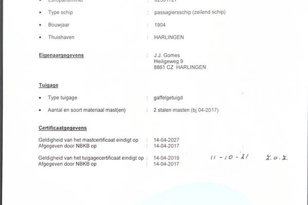 Aegir - Mast en tuig certificaat