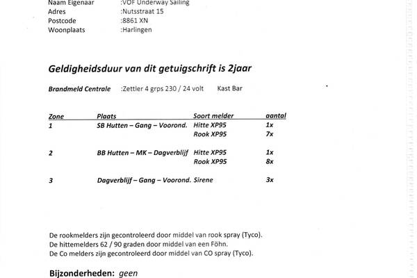 Storebælt - Verklaring brandontdekking systeem