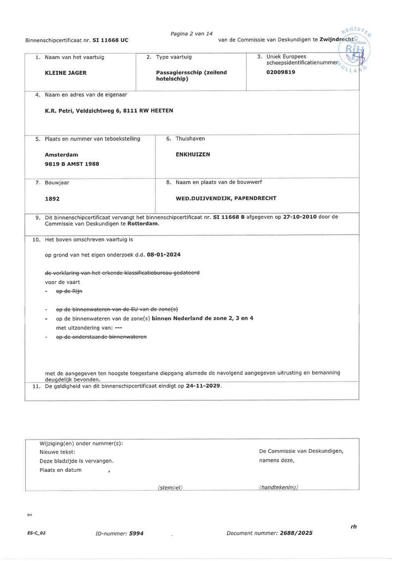 Kleine Jager - CBB algemeen veiligheid certificaat 