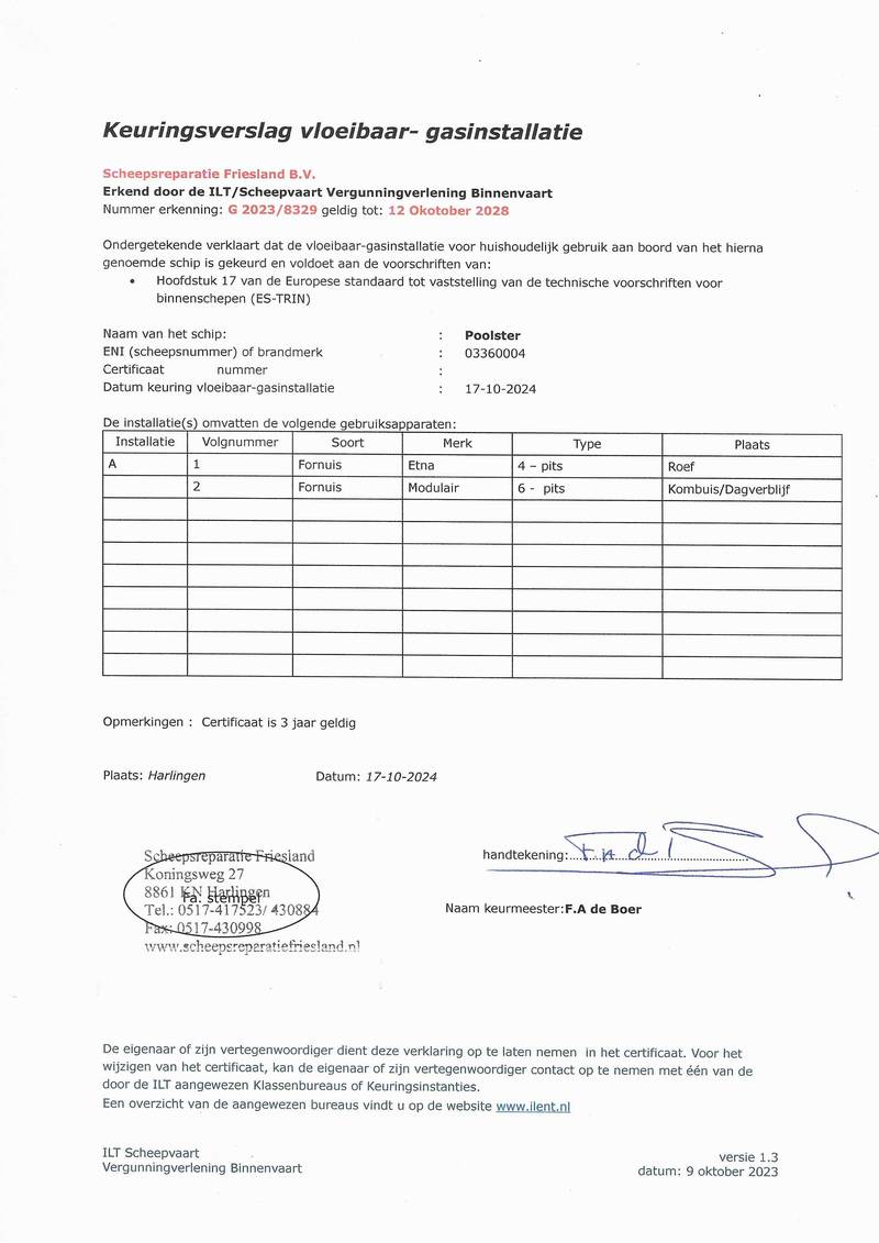 Poolster - Vloeibaar gasinstallatie 