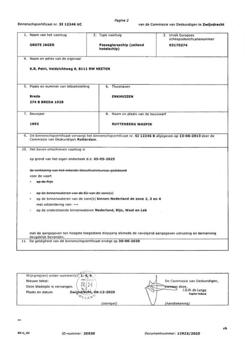 Grote Jager - CBB algemeen veiligheid certificaat 