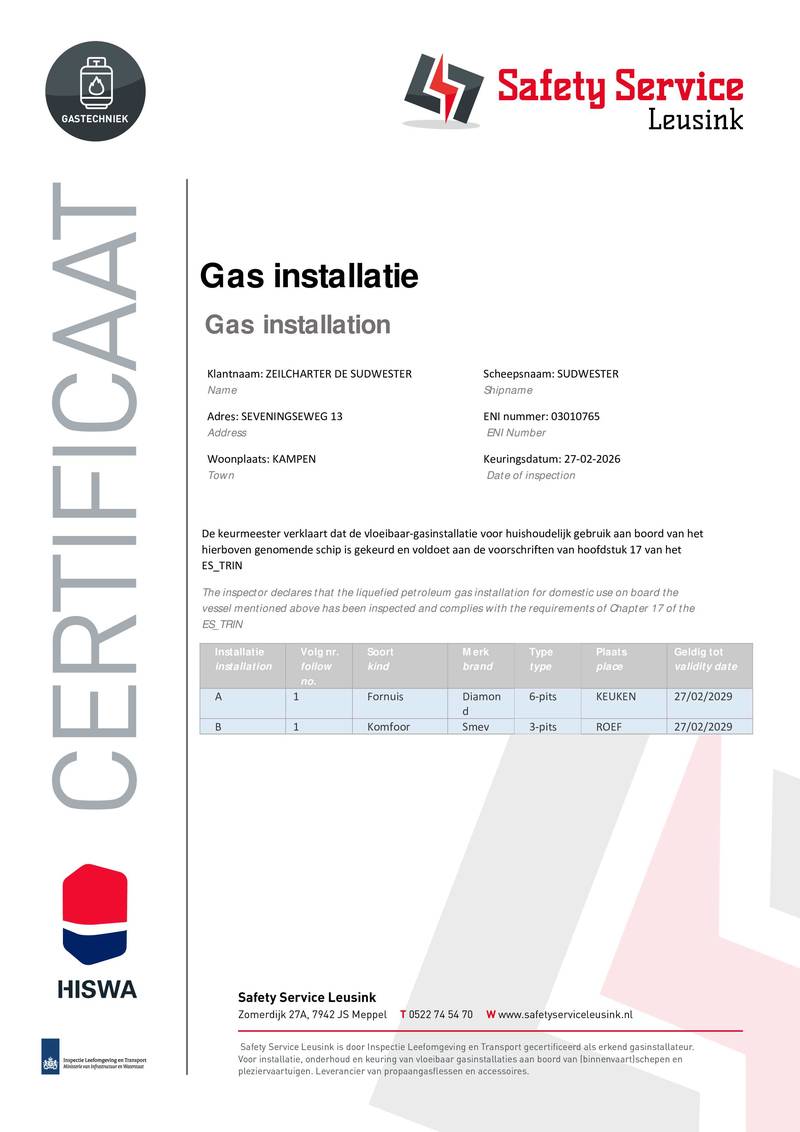De Sudwester - Vloeibaar gasinstallatie 